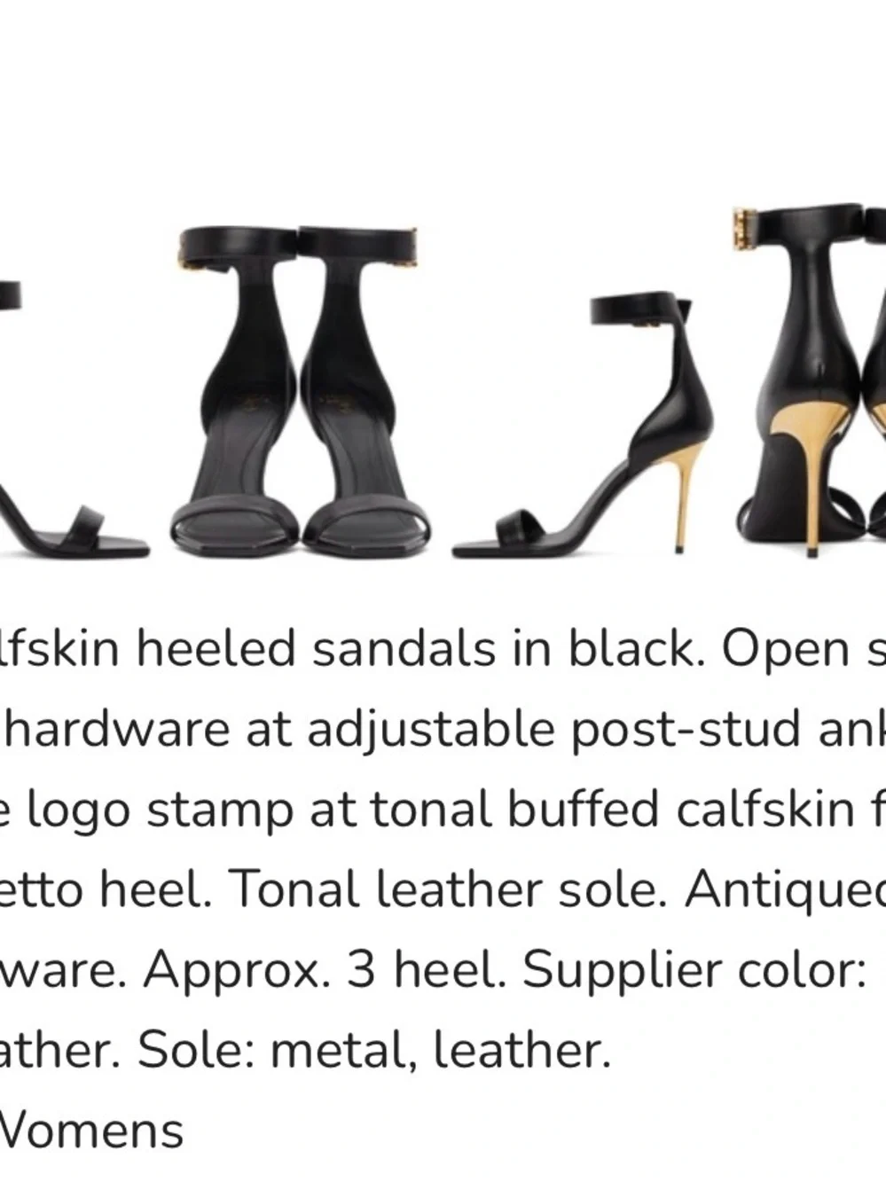 Balmain Black Leather Square-Toe Ankle-Strap Heels